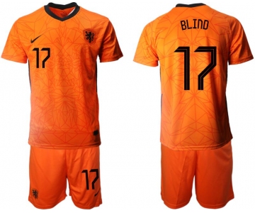 Men 2020-2021 European Cup Netherlands home orange 17 Nike Soccer Jersey