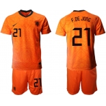 Men 2020-2021 European Cup Netherlands home orange 21 Nike Soccer Jersey