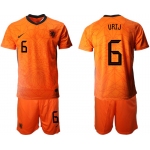 Men 2020-2021 European Cup Netherlands home orange 6 Nike Soccer Jersey