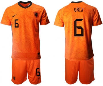 Men 2020-2021 European Cup Netherlands home orange 6 Nike Soccer Jersey
