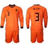 Men 2021 European Cup Netherlands home long sleeve 3 soccer jerseys