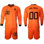 Men 2021 European Cup Netherlands home long sleeve custom soccer jerseys