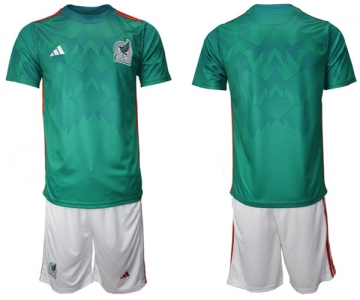 Men's Mexico Blank Green Home Soccer Jersey Suit