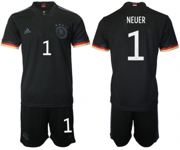 Men 2020-2021 European Cup Germany away black 1 Adidas Soccer Jersey