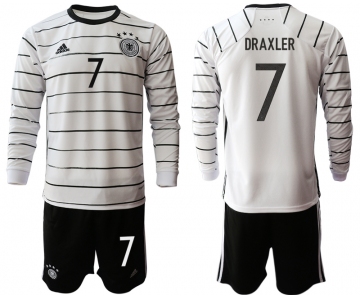 Men 2021 European Cup Germany home white Long sleeve 7 Soccer Jersey1
