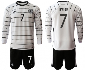 Men 2021 European Cup Germany home white Long sleeve 7 Soccer Jersey
