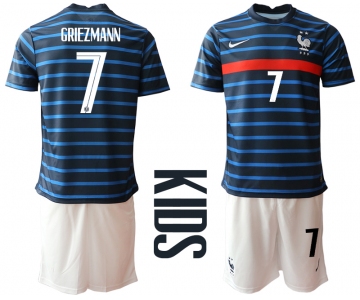 2021 France home Youth 7 soccer jerseys