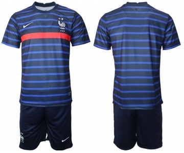 Men 2020-2021 European Cup France home blank blue Soccer Jersey