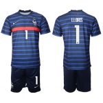 Men 2020-2021 European Cup France home blue 1 Soccer Jersey