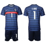 Men 2020-2021 European Cup France home blue 1 Soccer Jersey