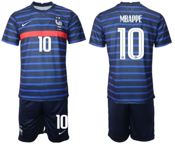 Men 2020-2021 European Cup France home blue 10 Soccer Jersey1