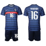 Men 2020-2021 European Cup France home blue 16 Soccer Jersey