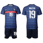 Men 2020-2021 European Cup France home blue 19 Soccer Jersey