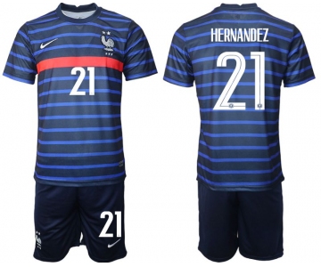 Men 2020-2021 European Cup France home blue 21 Soccer Jersey