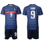 Men 2020-2021 European Cup France home blue 9 Soccer Jersey