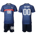 Men 2020-2021 European Cup France home blue customized Soccer Jersey