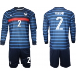 Men 2021 European Cup France home blue Long sleeve 2 Soccer Jersey