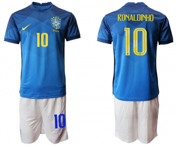 Men 2020-2021 Season National team Brazil away blue 10 Soccer Jersey1