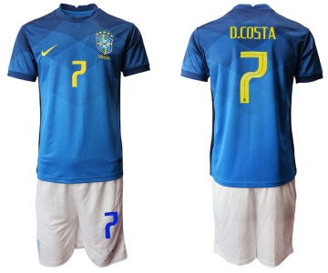 Men 2020-2021 Season National team Brazil away blue 7 Soccer Jersey