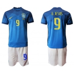 Men 2020-2021 Season National team Brazil away blue 9 Soccer Jersey1
