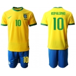 Men 2020-2021 Season National team Brazil home yellow 10 Soccer Jersey1