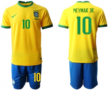 Men 2020-2021 Season National team Brazil home yellow 10 Soccer Jersey