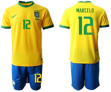 Men 2020-2021 Season National team Brazil home yellow 12 Soccer Jersey