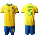 Men 2020-2021 Season National team Brazil home yellow 5 Soccer Jersey