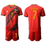Men 2021 European Cup Belgium home red 7 Soccer Jersey