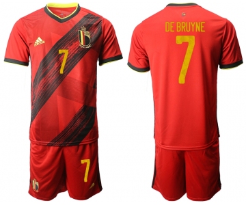 Men 2021 European Cup Belgium home red 7 Soccer Jersey