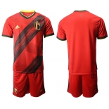 Men 2021 European Cup Belgium home red Soccer Jersey