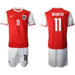 Men 2020-2021 European Cup Austria home red 11 Soccer Jersey