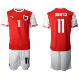 Men 2020-2021 European Cup Austria home red 11 Soccer Jersey