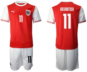 Men 2020-2021 European Cup Austria home red 11 Soccer Jersey