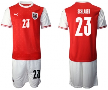 Men 2020-2021 European Cup Austria home red 23 Soccer Jersey