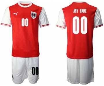 Men 2020-2021 European Cup Austria home red customized Soccer Jersey
