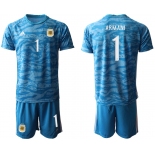 Men 2020-2021 Season National team Argentina goalkeeper blue 1 Soccer Jersey1