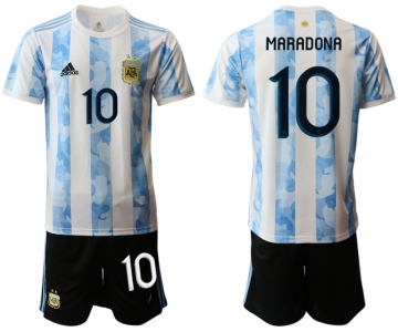 Men 2020-2021 Season National team Argentina home white 10 Soccer Jersey1