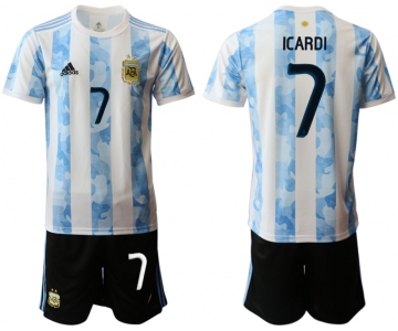 Men 2020-2021 Season National team Argentina home white 7 Soccer Jersey