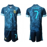 Men 2021 National Argentina away 7 blue soccer jerseys