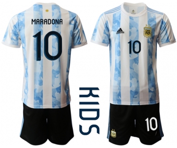 Youth 2020-2021 Season National team Argentina home white 10 Soccer Jersey