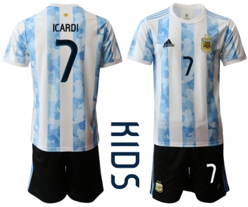 Youth 2020-2021 Season National team Argentina home white 7 Soccer Jersey