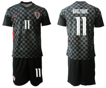 Men 2020-2021 European Cup Croatia away black 11 Nike Soccer Jersey