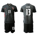 Men 2020-2021 European Cup Croatia away black 13 Nike Soccer Jersey