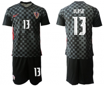 Men 2020-2021 European Cup Croatia away black 13 Nike Soccer Jersey