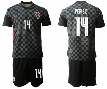 Men 2020-2021 European Cup Croatia away black 14 Nike Soccer Jersey