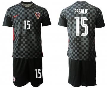 Men 2020-2021 European Cup Croatia away black 15 Nike Soccer Jersey
