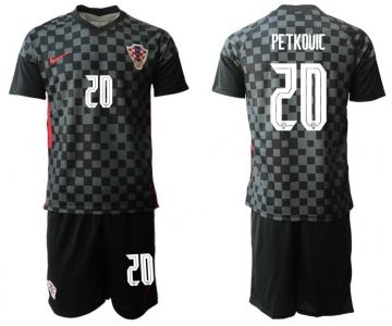 Men 2020-2021 European Cup Croatia away black 20 Nike Soccer Jersey