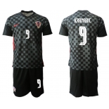 Men 2020-2021 European Cup Croatia away black 9 Nike Soccer Jersey
