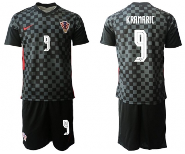 Men 2020-2021 European Cup Croatia away black 9 Nike Soccer Jersey